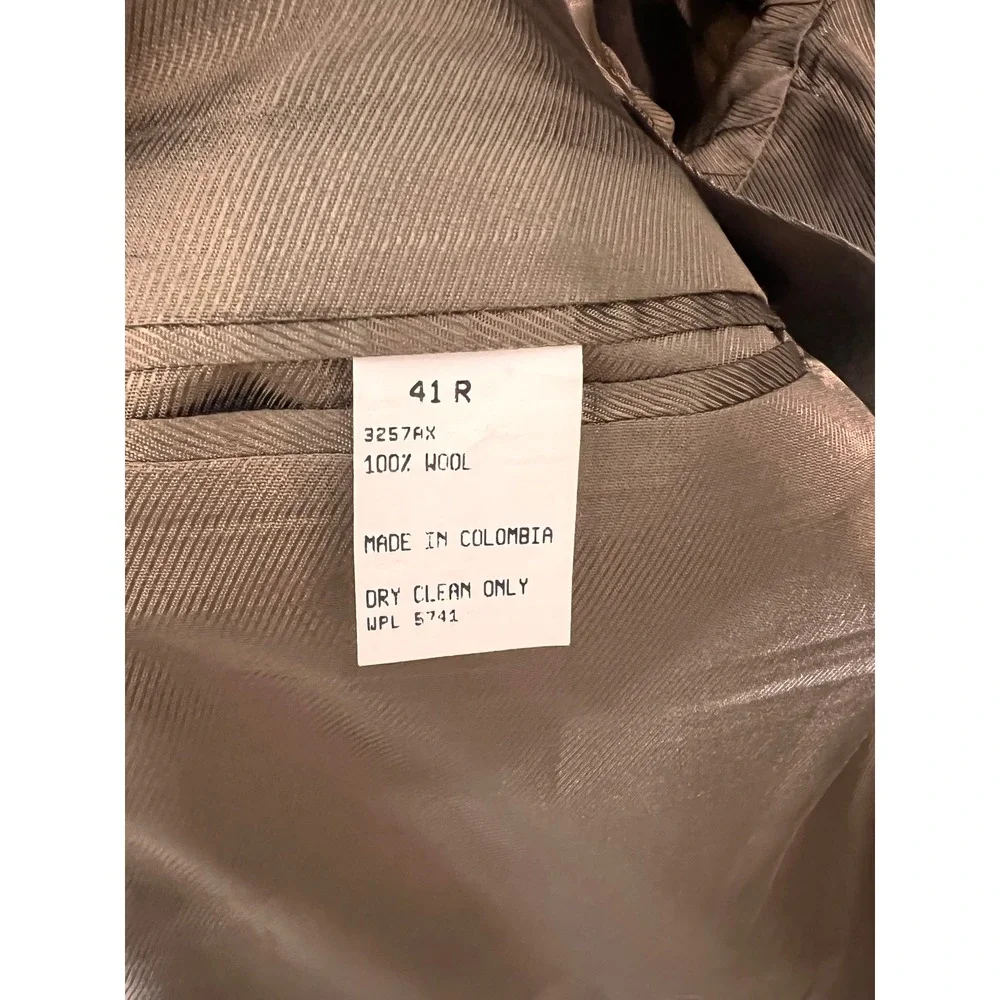 Oscar de la Renta Blazer 100% Wool Academia Houndstooth Sport Coat Brown Tan 41R